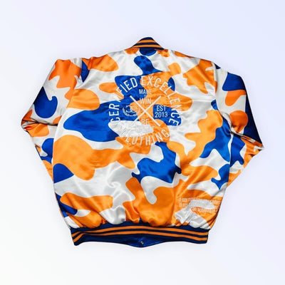 “CE” Royal Blue & Orange bomber Jacket - Certified Excellence Clothing