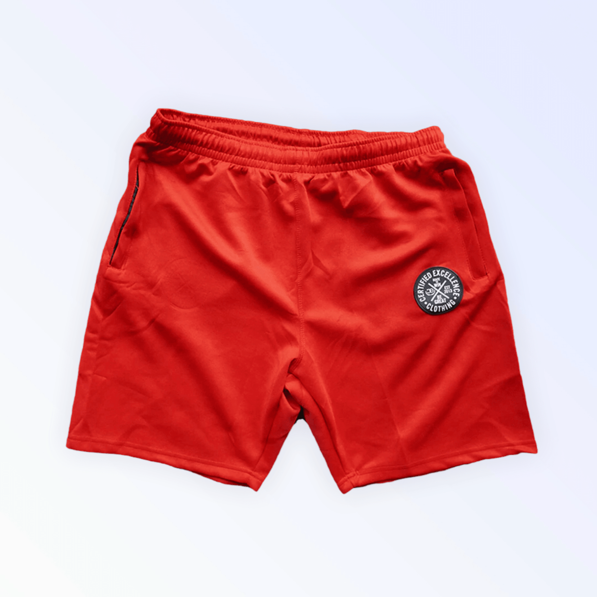 “CE” unisex Red Shorts - Certified Excellence Clothing